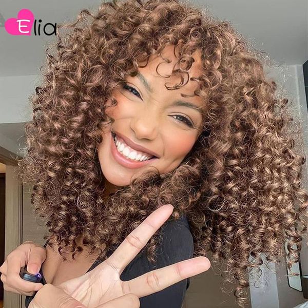 

lace wigs color 2 full machine wig with bang peruvian jerry curly scarf 100% human hair for women, Black;brown