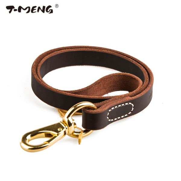 

dog collars & leashes t-meng pet products durable genuine leather walking leash k9 training leads total length 55cm