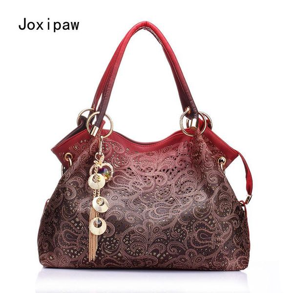 

evening bags female for women hollow out ombre handbags floral print shoulder ladies tote bag tassel handbag handle