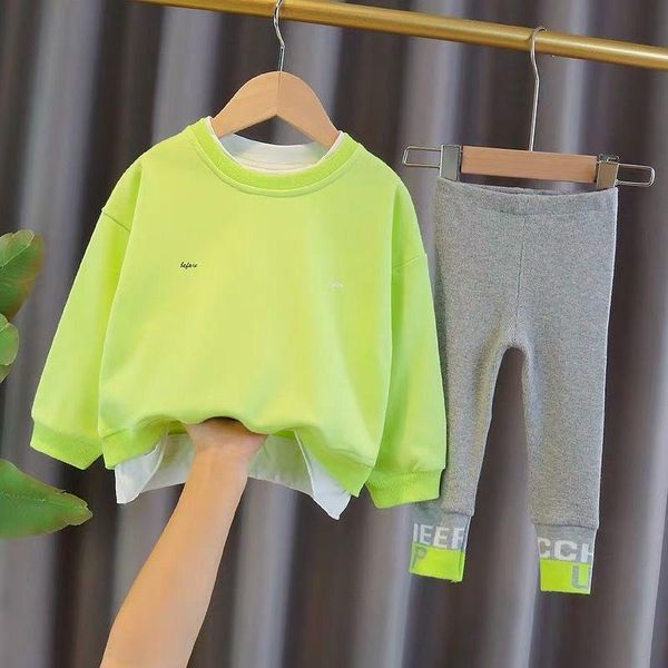 

clothing sets spring autumn baby girl toddler boys clothes fashion kids 2pcs hoodies loose broken hole pants children set, White
