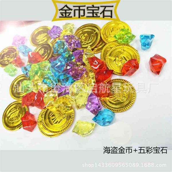 

gold + 5-color red blue yellow green purple activity lucky draw props catch gold plastic pirate coin toys