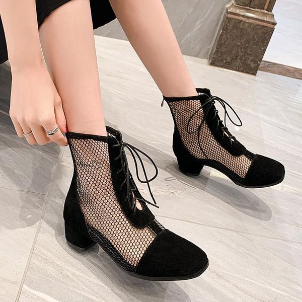 

boots famale suede leather summer woman lace up low heels pumps fashion party night club shoes size 41 42 43, Black
