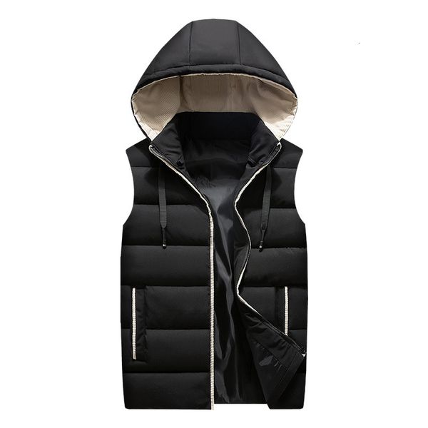 

2021 new stylish winter hooded unloading vest mens thick warm windproof sleeveless jackets plus size 4xl spring autumn waistcoat saxv, Black;white