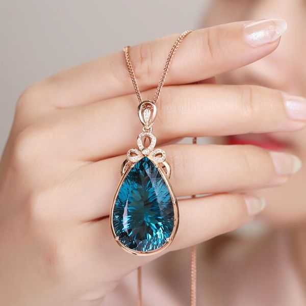 

pendant necklaces moonrocy crystal chokers necklace rose gold color purple oval for women female drop jewelry wholesale gift, Silver