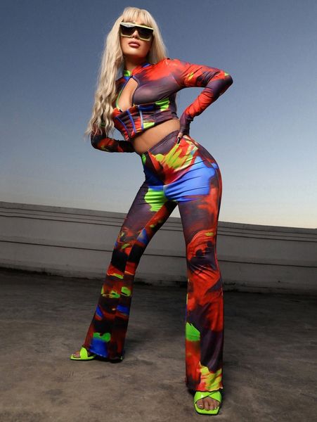 

tie dye flare leg pants r1xw#, Black;white