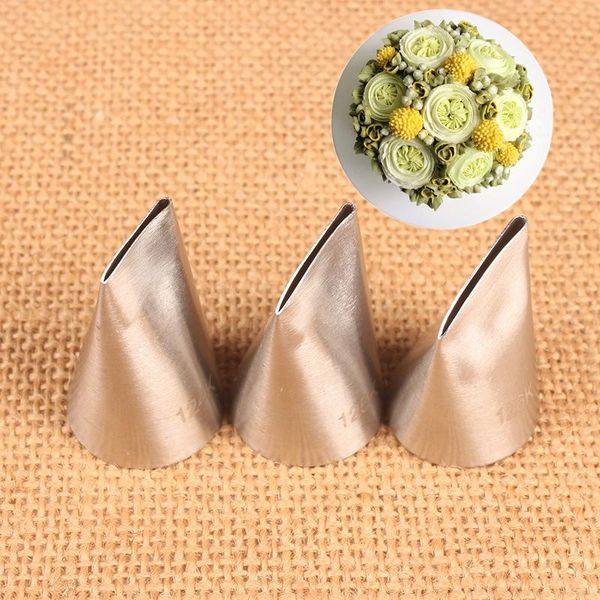 

baking & pastry tools 3pcs kitchen acessories nozzles rose icing piping tips #124k#125#126k stainless steel sets cake decorating