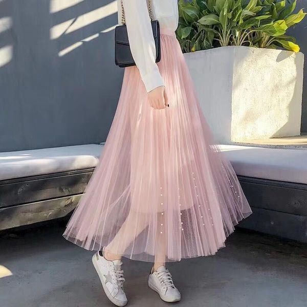 

skirts women sheer tutu a-line skirt tulle mesh party casual ol fashion korean style, Black