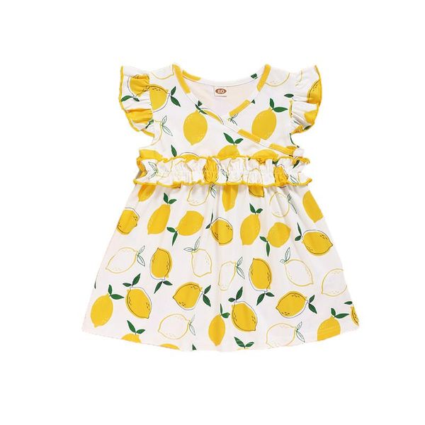 

girl's dresses baby girl toddler lemon print summer short sleeve a-line dress sundress clothes, Red;yellow
