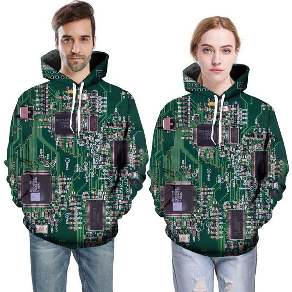 

men's hoodies & sweatshirts 3d printing electronic chips fashion men women tracksuits crewneck plus size s-7xl harajuku, Black