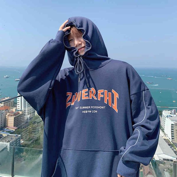 

men's hoodies & sweatshirts male hooded sweatshirt and letterhead pattern, autumn, autumn clothing, large size, harajuku street fashion, Black