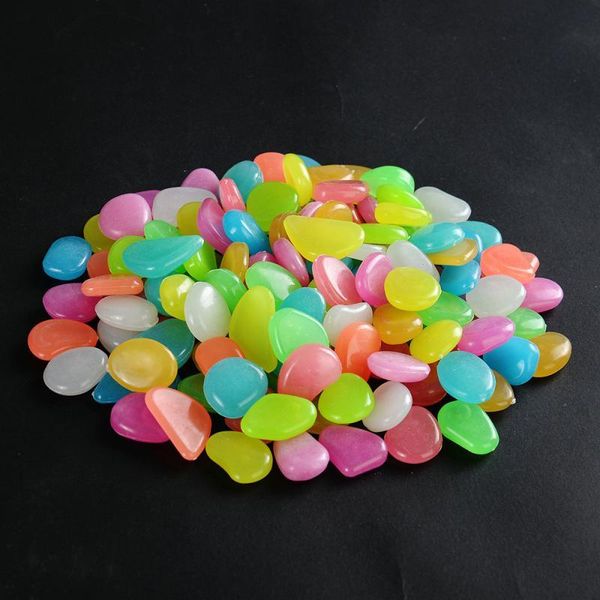 

decorations 50pcs aquarium luminous glowing stone pebble glow in the dark walkways garden path patio lawn decor optional color pet supplies