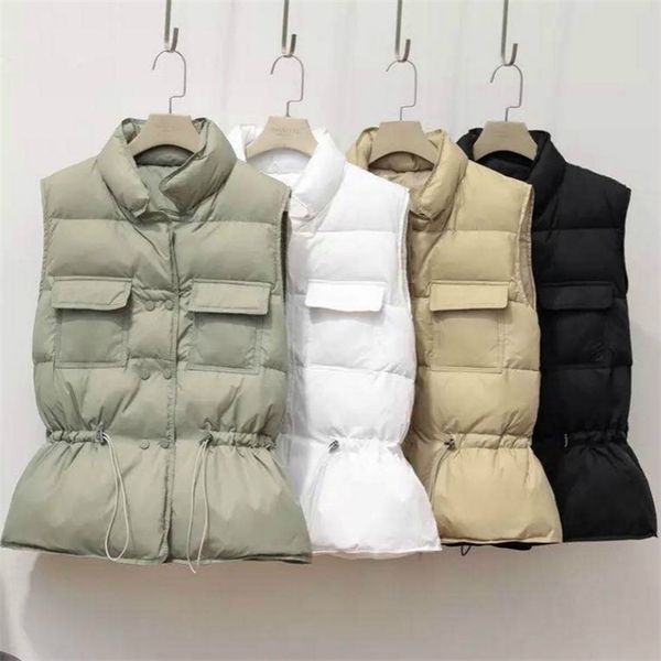 

women vest sleeveless warm duck down jacket plus size white black fashion autumn winter waistcoat, Black;white