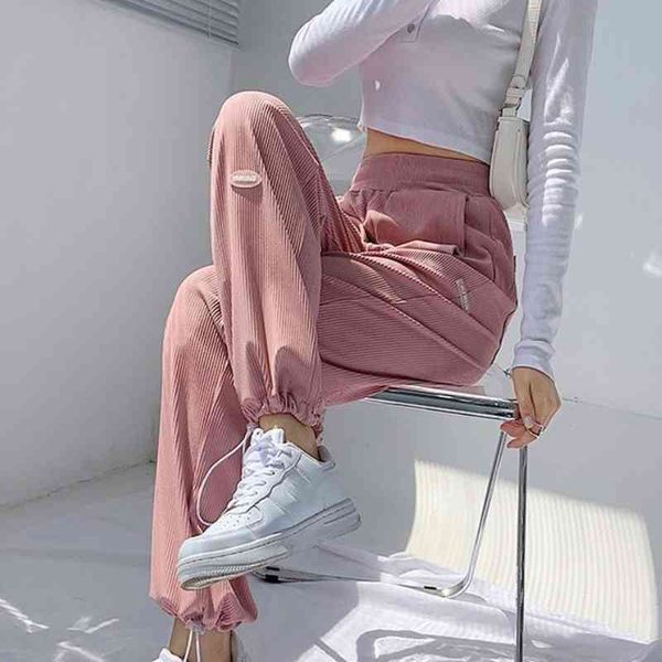 

slacks women's loose summer pants soft ice silk ankle-length black white wide leg women waisted trousers 210603