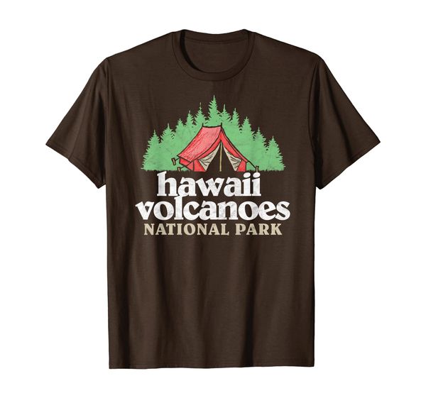 

hawaii volcanoes national park retro tent camping t-shirt, White;black