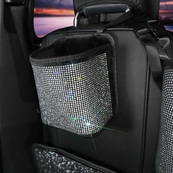 

car organizer seat storage bag crystal luxury diamond auto interior rhinestone back pocket stowing tidying container for women