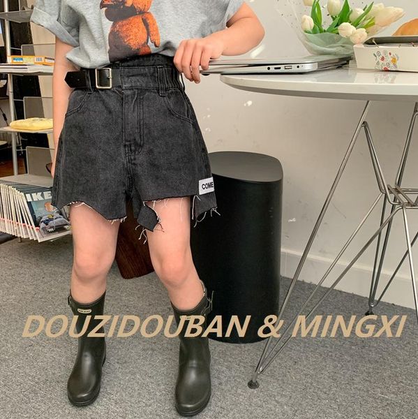 

2021 new style girls boys denim shorts summer fashion kids shorts 4-10 years, Black