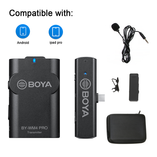 

boya by-wm4 pro k5 2.4ghz wireless microphone system smartphones video mic for android and other type-c devices tablets lap