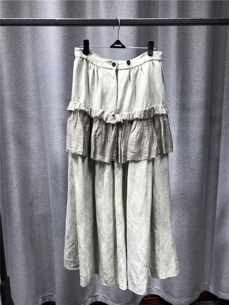 

skirt women autumn style fashionable cotton skirt button placket there is a loop of patchwork fabric on the outside of the hips, Black