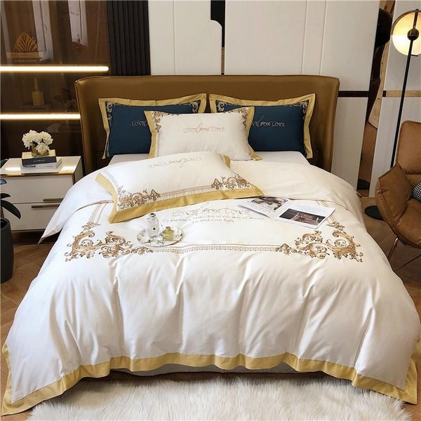 

bedding sets chic embroidery duvet cover good drape premium quality egyptian cotton 4pcs set 1duvet 1bed sheet 2pillowcases