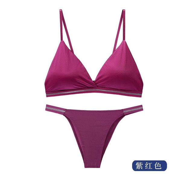 

women's swimwear french bikini ice silk set, White;black