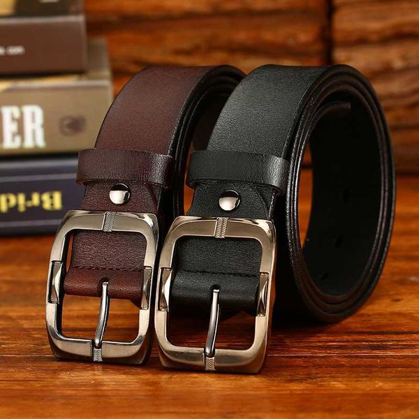 

bonjean men's leather belts for men pin buckle antique casual belt in black and brown 100-130cm 38mm wide retro jeans, Black;brown