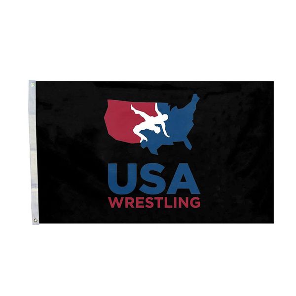 EUA wrestling logo bandeira para wrestling 100d poliéster impressão digital ao ar livre interior pendurado rápido frete grátis