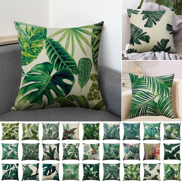

cushion/decorative pillow green plant cushion cover waterproof printed case home fall for living room sofa car almofada