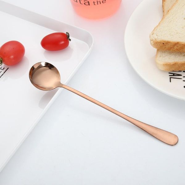 

spoons stainless steel scoop tableware long handle coffee tea dessert spoon dinnerware for home cafe dnj998