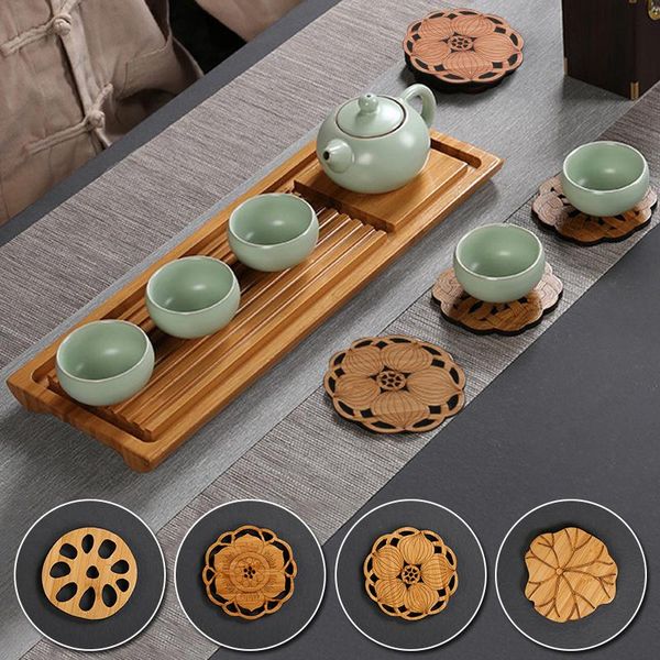 

mats & pads chinese style bamboo products tea potholder cup holder natural carved design mat home decoration