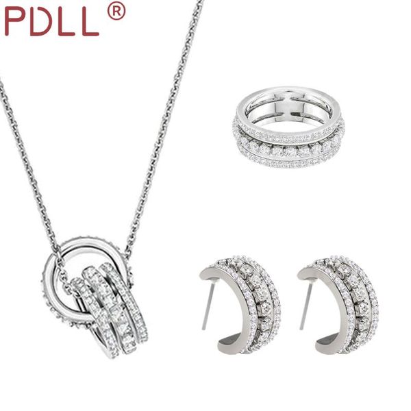 

chains pdll swa double circle pendant white necklace charm fashion jewelry, Silver