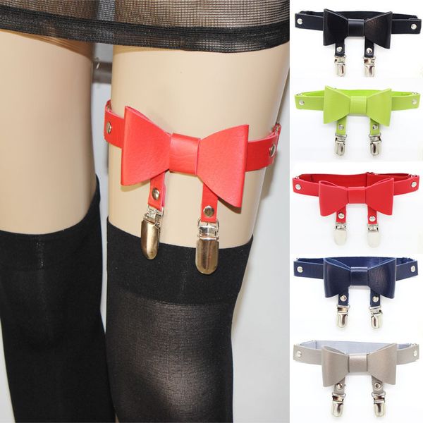 

pu punk garter hip hop flanders metals double duck quick leather jarretel elastic snake, Black;white