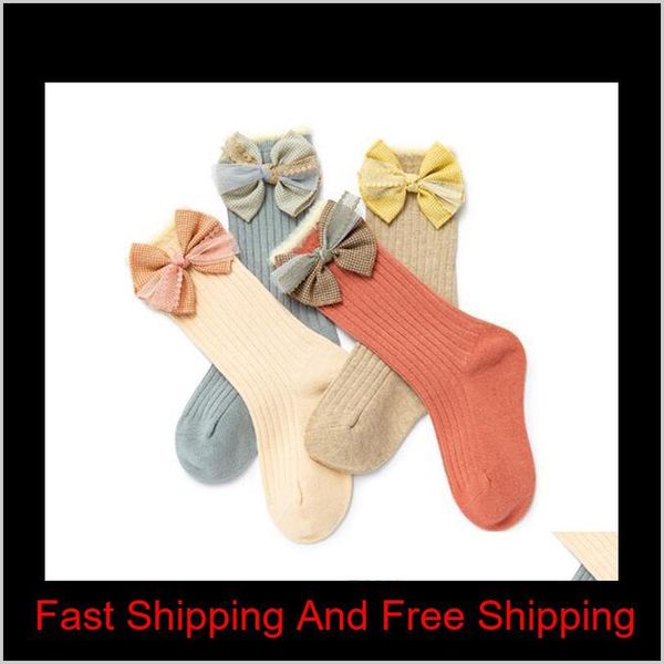 

baby long tube socks spring and autumn high tube baby fashion bow princess socks 1-2-4 years old children's fas qylkrw toys2010, Pink;yellow