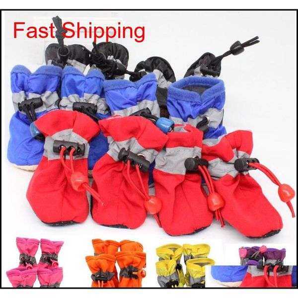 

4pcs/set colorful waterproof anti-slip pet shoes for small dogs cats chihuahua yorkie thick snow dog boo jlleoz bdebag