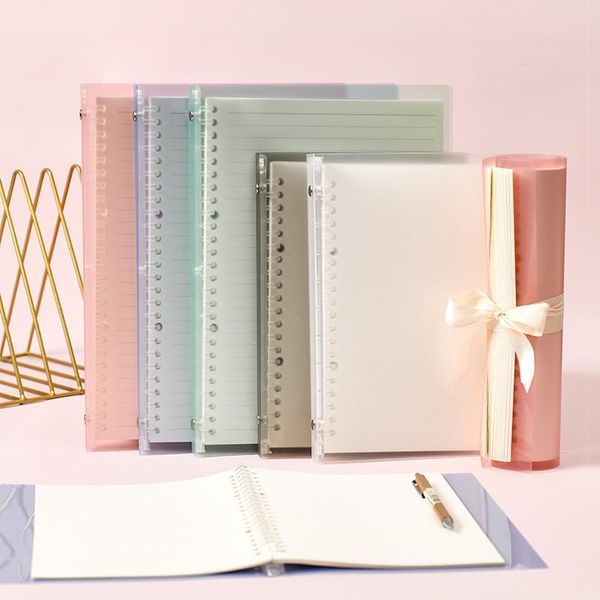 

a5/b5 loose leaf notebook blank grid line dot english paper refill spiral binder note book weekly planner office school supplies, Purple;pink