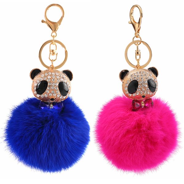 

souvenirs pendant key chain panda real rabbit hair ball