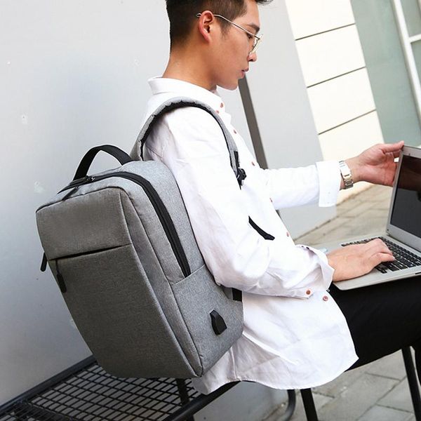 

backpack oxford cloth hidden anti theft zipper 15.6 inch men school lapbackpacks water repellent travel multi usb charger male