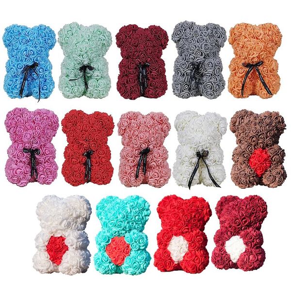 

decorative flowers & wreaths teddy bear rose flower 25cm artificial soap foam of roses year gifts for women valentines present wedding