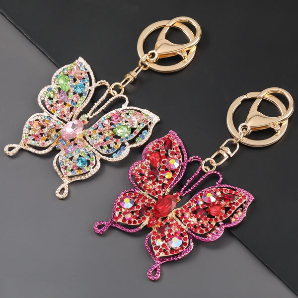 

cute butterfly keychain women keychains sparkling rhinestone 211836, Silver
