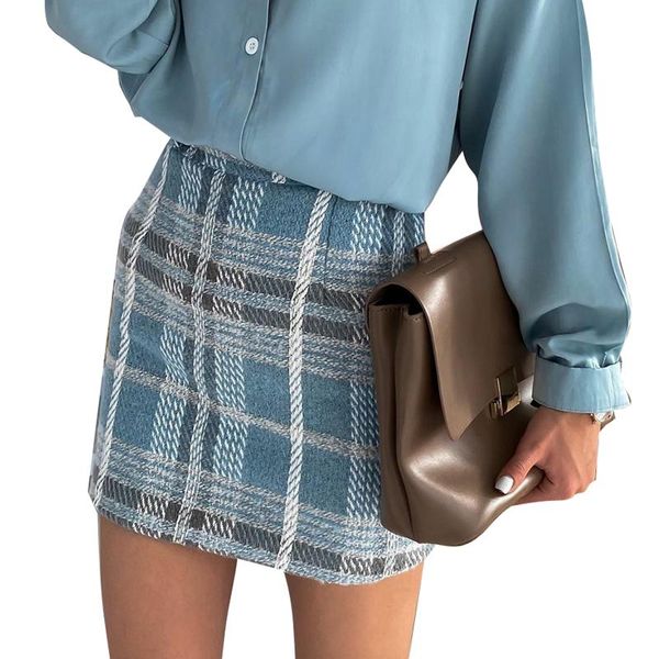 

dewadbow vintage women's y2k warm skirts harajuku plaid aesthetic 90s streetwear korean style mini skirts autumn winter new, Black