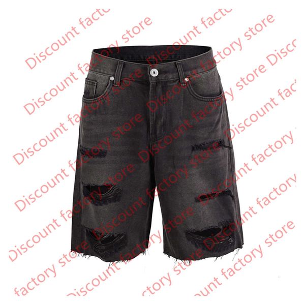 

summer men's ripped hole shorts jeans hip hop high street new fashion casual jeans holiday beachwear short, Blue
