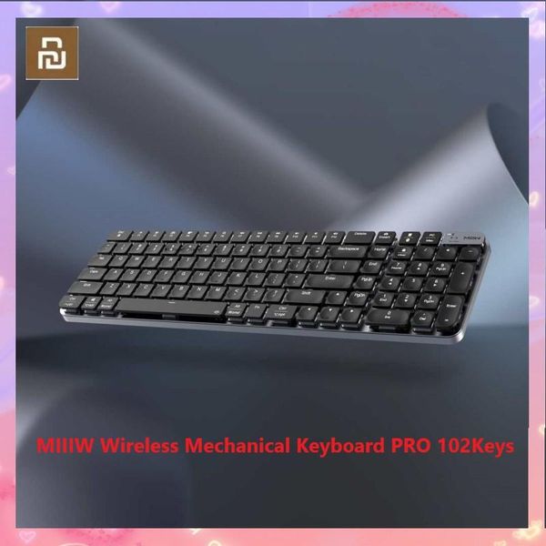 

keyboards miiiw wireless mechanical keyboard pro 102keys bluetooth&usb 2.4ghz receiver 1000mah chargeable compatible with win/mac system