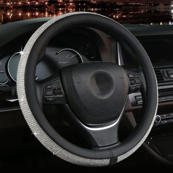 

steering wheel covers 60%steering cover protective rhinestone microfiber leather anti-slip handlebar protector for car