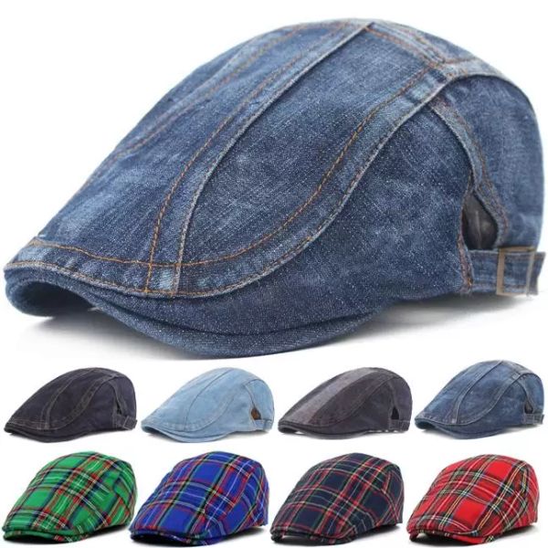 Berets ajustáveis ​​denim beret bonés homens mulheres unisex jeans sboy chapéu primavera outono pico tampão casual caps 2021