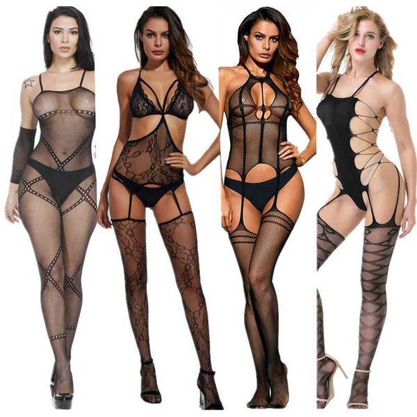 Sıcak Tayt Kadınlar Sexy Lingerie Açık Hollow Çorap Jartiyer Kemer Fishnet Tayt Şeffaf Külotlu Çorap Uzun Çorap