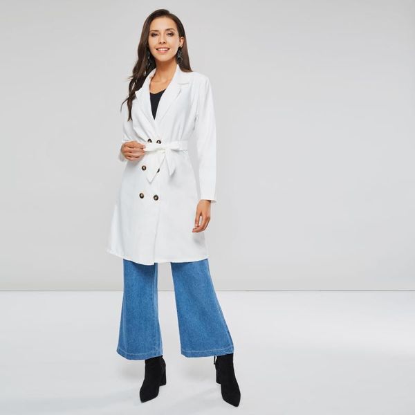 

women's trench coats white coat women autumn thin lace up fashion office wear elegant business casual long outerwear female overcoat, Tan;black