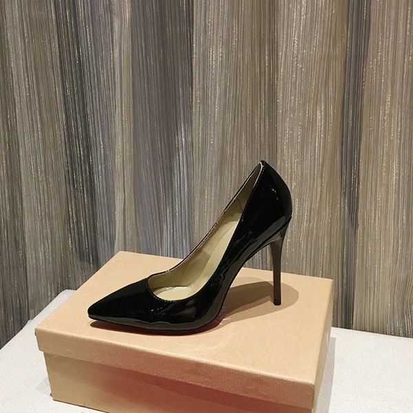 

women shoe red soles high heels dress shoes pointed toe reded sole thick bottoms fashion multi-occasion style with box, Black
