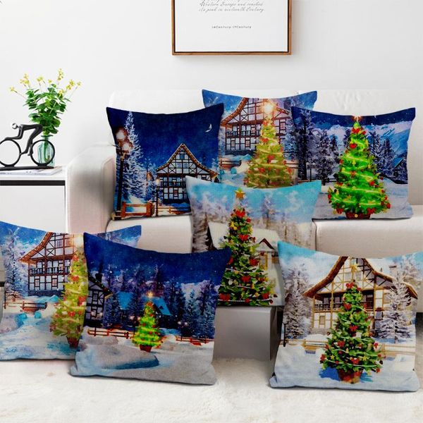 

cushion/decorative pillow nanacoba linen cushion cover christmas tree decorative case xmas snow scene pillows covers for sofa home decor pil