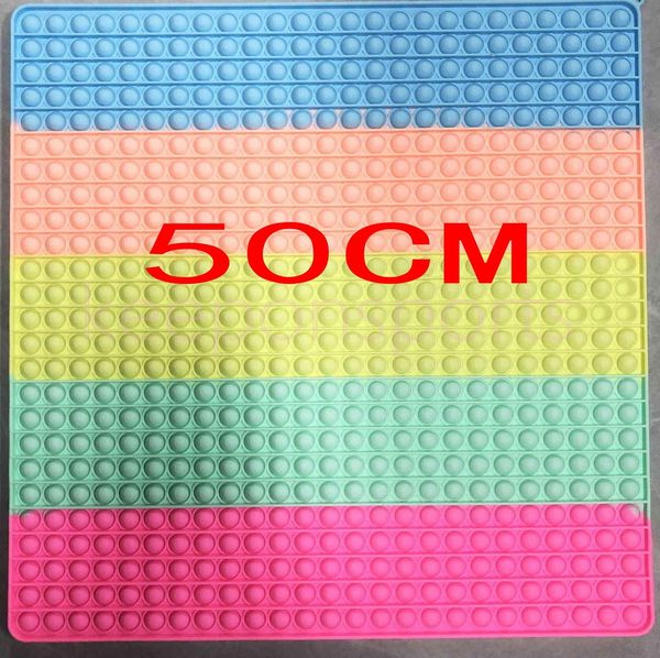 

50*50cm super large push fidgets toys giant bubbles mega jumbo rainbow finger board sensory puzzle with key ring hole family game c2991