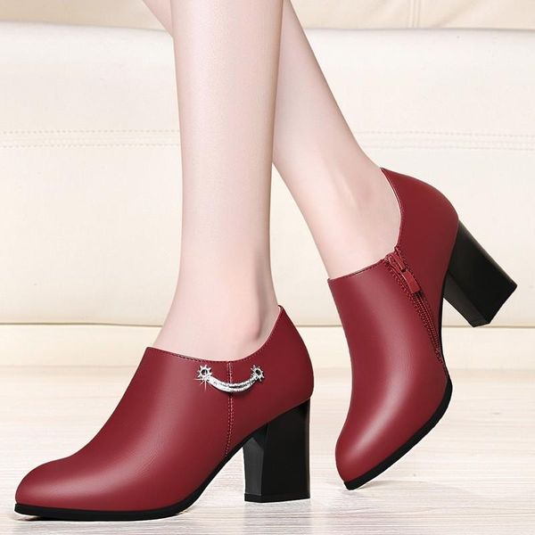 

women pumps brand genuine leather 7 cm high heels pointed toe shoes spring black women pumps lazy shoes bft-b0038