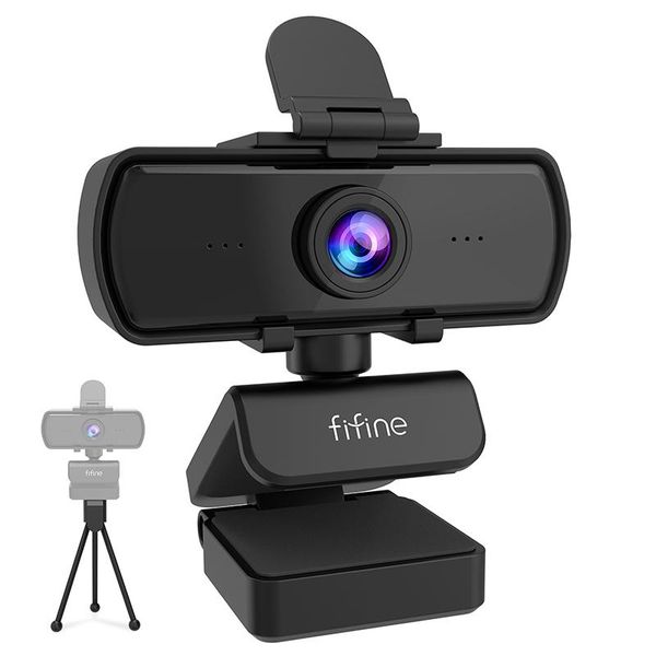 

webcams fifine 1440p full hd pc webcam with microphone, tripod, for usb desk& laplive streaming video calling-k420